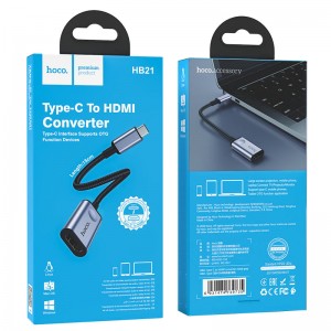 Шнур Type-C - HDMI(F) HOCO HB21 Converter (15см)